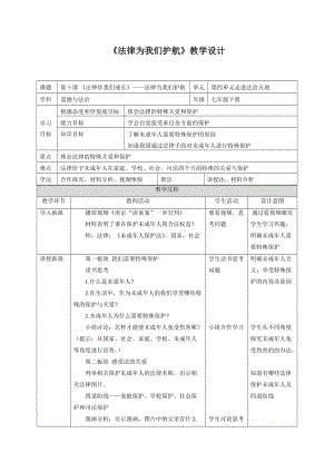 人教部編版七下道德與法制10.1《法律為我們護航》教案（何老師獲獎教學設計）.docx