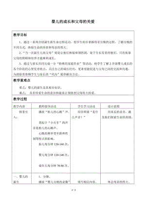 牛津上海版六年級(jí)上冊(cè)科學(xué)3.2.5 嬰兒的成長和父母的關(guān)愛教案.doc