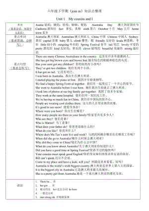 外研劍橋版Joinin六年級下冊英語重點知識梳理（共8頁）.doc