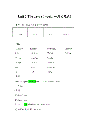 外研劍橋版三年級下冊英語Unit 2知識總結.doc