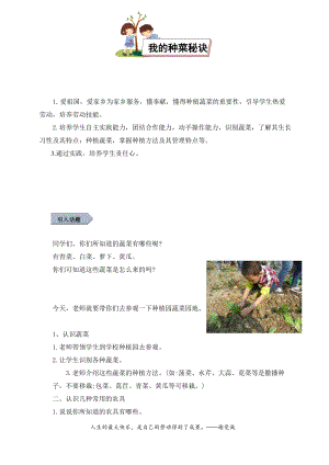 小學勞動與技術四年級-我的種菜秘訣（教案）.docx