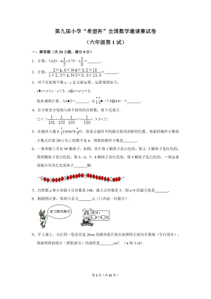 第九屆小學六年級希望杯全國數學邀請賽試卷1.doc