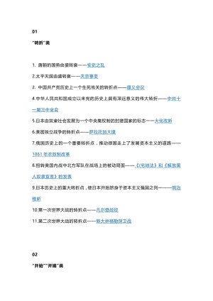 初中歷史“轉(zhuǎn)折”、“開端”、“口號(hào)”類事件匯總.docx