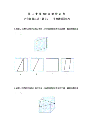 第三十屆WMO省測特訓營6年級第二講——課后練習題含答案.docx