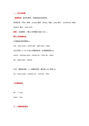 初中英語考試語法專題：一般現在時精講+精練+答案.docx