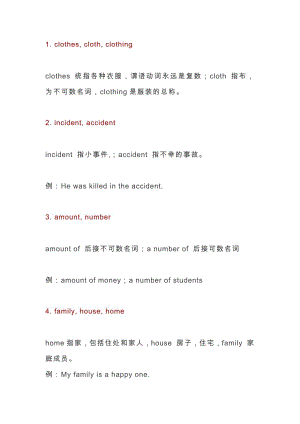 初二英語上冊：30組常考近義名詞匯總.docx