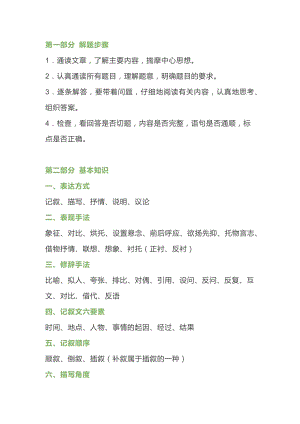 小學語文閱讀理解技巧整理精華版.docx