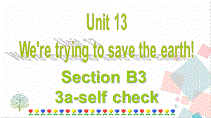 人教版九年級下冊英語Unit13Weretryingtosavetheearth!SectionB(3a-selfcheck)課件.ppt