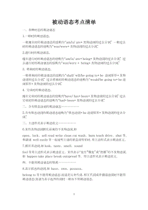 初中英語語法——被動語態(tài)考點清單.docx