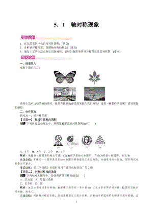北師大版七年級下冊數學5.1軸對稱現象教案.doc