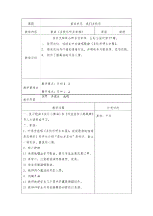 人教版一年級下冊音樂 唱歌　多快樂啊多幸福-教案（蘇老師公開課）.docx