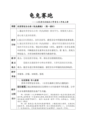 人教版二年級上冊音樂欣賞　龜兔賽跑-教案設計（覃曉老師公開課）.docx