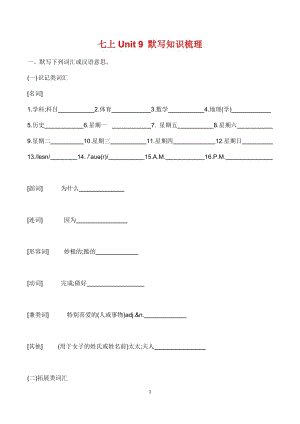 七年級英語上冊Unit 9 默寫知識梳理.docx