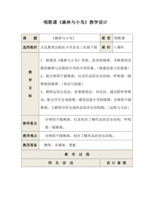 人教版三年級下冊音樂 森林與小鳥-教案（仇思老師公開課）.doc