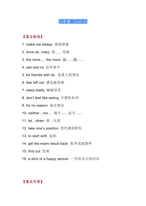 人教版英語(yǔ)九年級(jí)Unit11學(xué)習(xí)重點(diǎn).docx