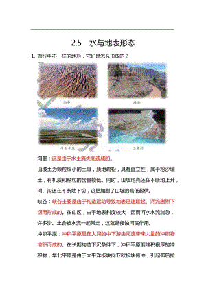 大象版六年級上冊科學(xué)2.5.水與地表形態(tài)知識點(diǎn).docx