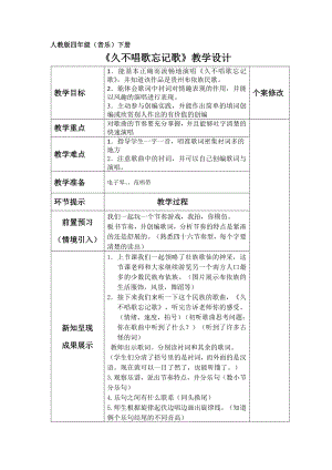 人教版四年級下冊音樂久不唱歌忘記歌-教案設計（潘老師公開課）.doc