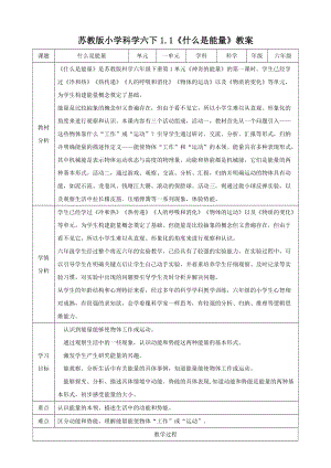 蘇教版六年級(jí)下冊(cè)科學(xué)1.1《什么是能量》 教案.doc