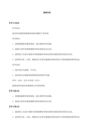 冀人版三年級下冊科學10：蜜蜂傳粉-導學案（無答案）.docx