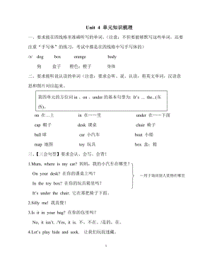 人教版pep三年級下冊英語Unit4單元知識梳理2.doc