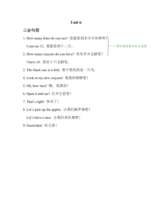 人教版pep三年級下冊英語Unit6單元知識梳理2.doc