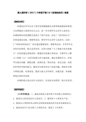 冀人版六年級下冊科學3.8生物的啟示教案.docx
