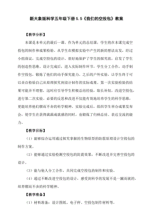 大象版五年級(jí)下冊(cè)科學(xué)5.5《我們的空投包》教學(xué)設(shè)計(jì).doc