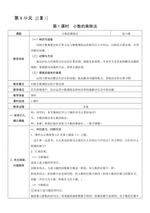 人教版五年級上冊數學8.1小數乘除法-教案.doc