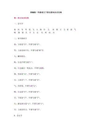 人教部編版一年級(jí)下冊(cè)語(yǔ)文知識(shí)點(diǎn)歸納（全冊(cè)共16頁(yè)）.doc