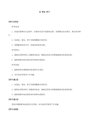 人教鄂教版三年級下冊科學第07課：花 果實 種子-導學案.docx