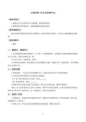人教部編版二年級(jí)下冊(cè)語(yǔ)文（教案與教學(xué)反思）口語(yǔ)交際長(zhǎng)大以后做什么.docx