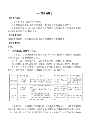 人教部編版四年級下冊語文（教案與教學反思）4 三月桃花水.docx