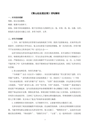 人教部編版五年級下冊語文《青山處處埋忠骨》詞句解析.doc