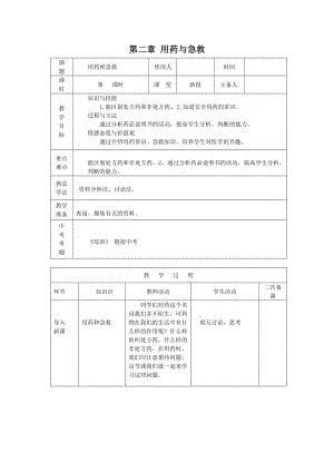 人教版八下生物8.2用藥與急救_教案.doc