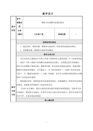 人教版七下生物4.2血流的管道血管教案（褚老師公開課資料）.doc