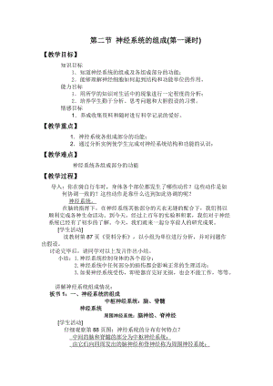 人教版七下生物6.2《神經系統的組成》教案（蔣老師公開課資料）.doc
