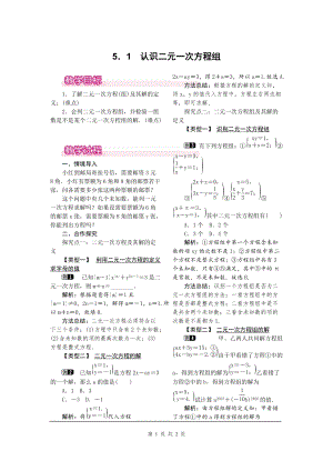 北師大版八上數學5.1認識二元一次方程組1_教案.doc