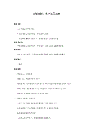 人教部編版三年級上冊語文口語交際：名字里的故事教案.docx