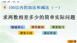 蘇教版一年級下冊數(shù)學(xué)4.12求兩數(shù)相差多少的簡單實(shí)際問題_教學(xué)課件.pptx