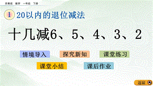 蘇教版一年級下冊數學1.7 十幾減6、5、4、3、2_教學課件.pptx