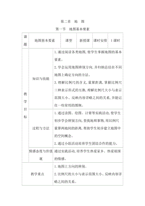 商務(wù)星球版七上地理2.1地圖基本要素教案.docx