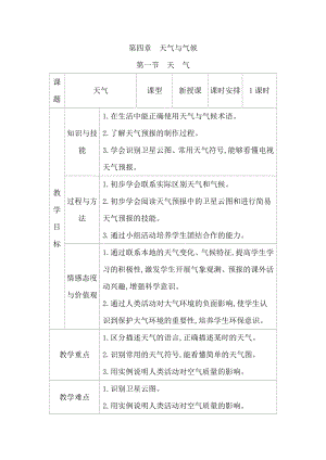商務星球版七上地理4.1天氣 教案.docx