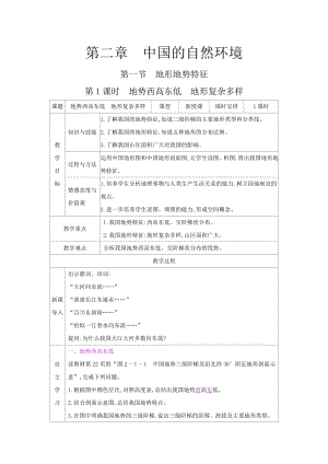 商務星球版八上地理2.1地形地勢特征_教案.docx