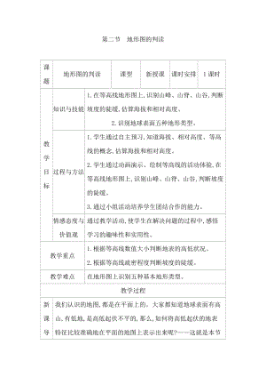 商務星球版七上地理2.2地形圖的判讀 教案.docx