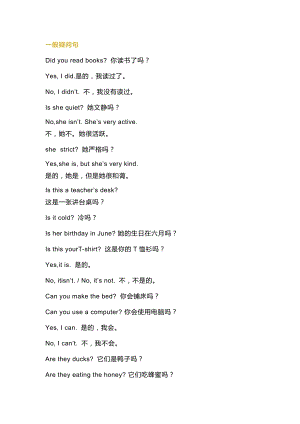 小學英語1-6年級必背的疑問句匯總.docx