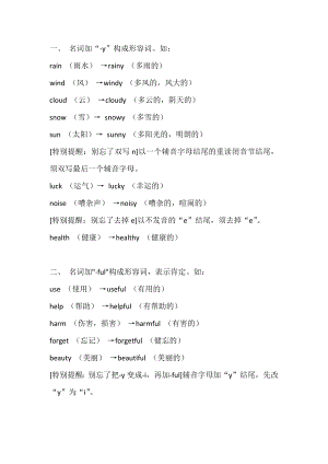 初中英語考試名詞變形容詞10種情況整理.docx
