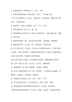 初中化學(xué)考試專題：填空題集合.docx