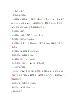 初中化學(xué)考試資料：物質(zhì)的顏色.docx