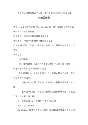 湘科版二上心理健康教育第5課《有趣的感覺》教案.docx