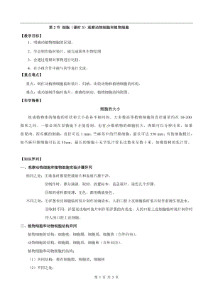 浙教版七上科學第2章第2節細胞1第3課時教案.doc